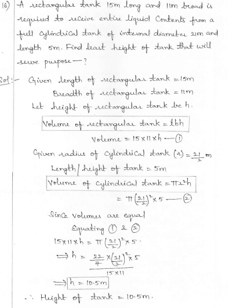 RD Sharma Class 10 Solutions Surface areas and Volumes Ex 16.1 Q16