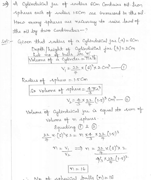 RD Sharma Class 10 Solutions Surface areas and Volumes Ex 16.1 Q22
