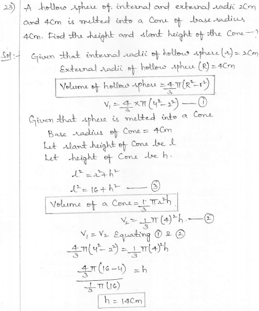 RD Sharma Class 10 Solutions Surface areas and Volumes Ex 16.1 Q23