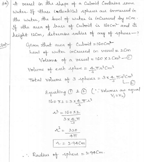 RD Sharma Class 10 Solutions Surface areas and Volumes Ex 16.1 Q34