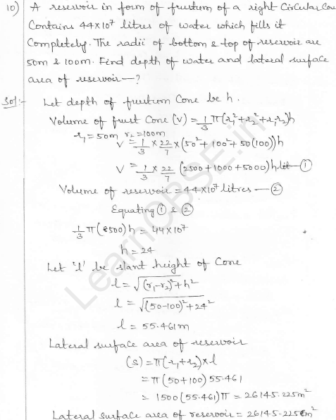 RD Sharma Class 10 Solutions Surface areas and Volumes Ex 16.3 Q10