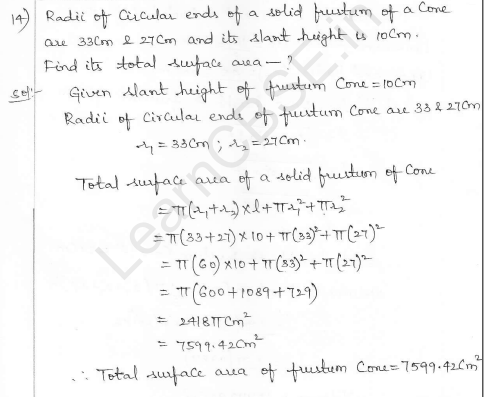 RD Sharma Class 10 Solutions Surface areas and Volumes Ex 16.3 Q14