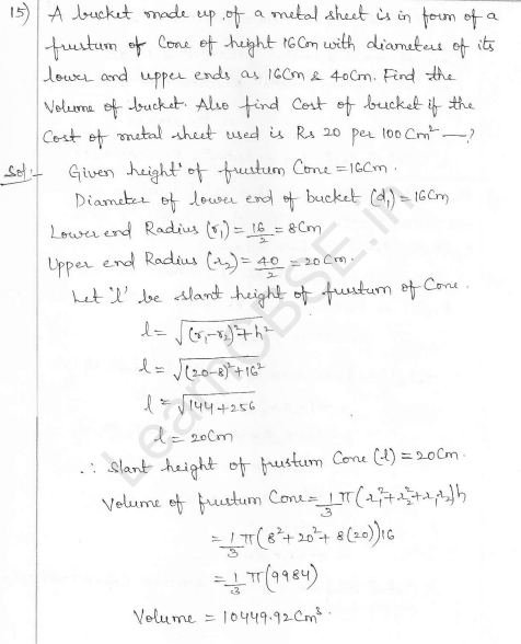 RD Sharma Class 10 Solutions Surface areas and Volumes Ex 16.3 Q15