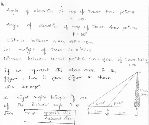 RD-Sharma-class 10-maths-Solutions-chapter 12 - Applications of Trigonometry -Exercise 12.1 -Question-16