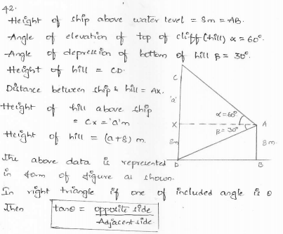 RD-Sharma-class 10-maths-Solutions-chapter 12 - Applications of Trigonometry -Exercise 12.1 -Question-42