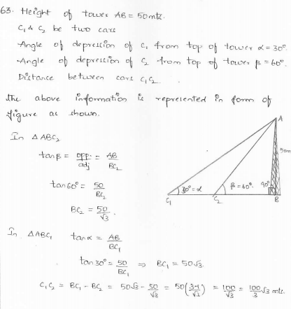 RD-Sharma-class 10-maths-Solutions-chapter 12 - Applications of Trigonometry -Exercise 12.1 -Question-63