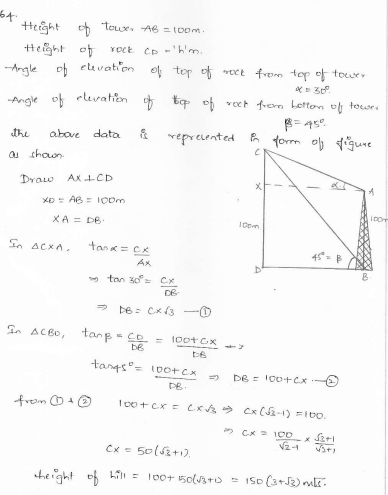 RD-Sharma-class 10-maths-Solutions-chapter 12 - Applications of Trigonometry -Exercise 12.1 -Question-64