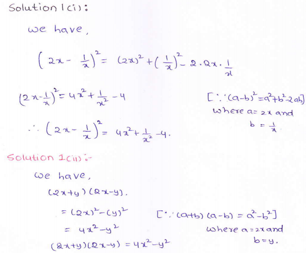 RD Sharma 9 maths Solutions chapter 4 Algebraic Identities Ex 4.1 Q1 i - ii
