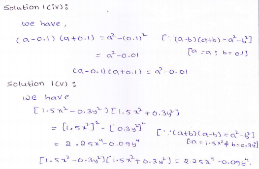 RD Sharma 9 maths Solutions chapter 4 Algebraic Identities Ex 4.1 Q1 iv and v