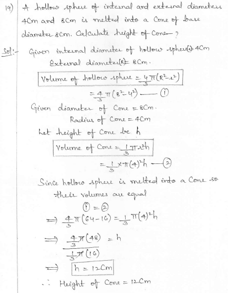 RD Sharma Class 10 Solutions Surface areas and Volumes Ex 16.1 Q19