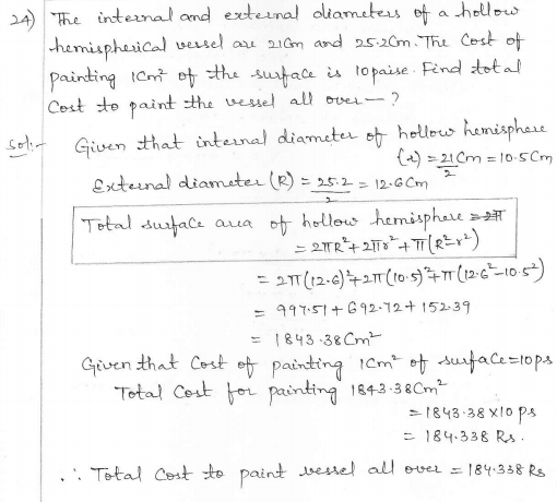 RD Sharma Class 10 Solutions Surface areas and Volumes Ex 16.1 Q24