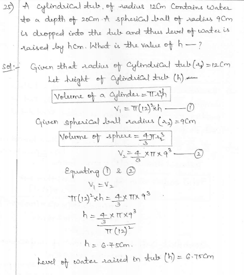 RD Sharma Class 10 Solutions Surface areas and Volumes Ex 16.1 Q25