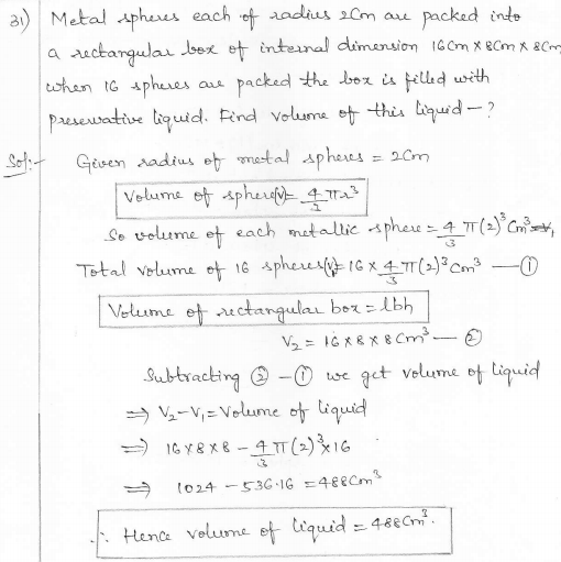 RD Sharma Class 10 Solutions Surface areas and Volumes Ex 16.1 Q31