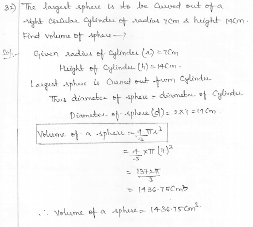 RD Sharma Class 10 Solutions Surface areas and Volumes Ex 16.1 Q32