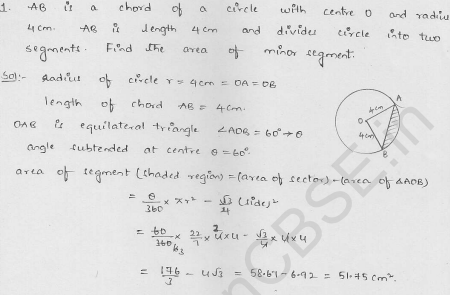 RD-Sharma-class 10-maths-Solutions-chapter 15-Areas related to Circles- Exercise 15.3-Question-1