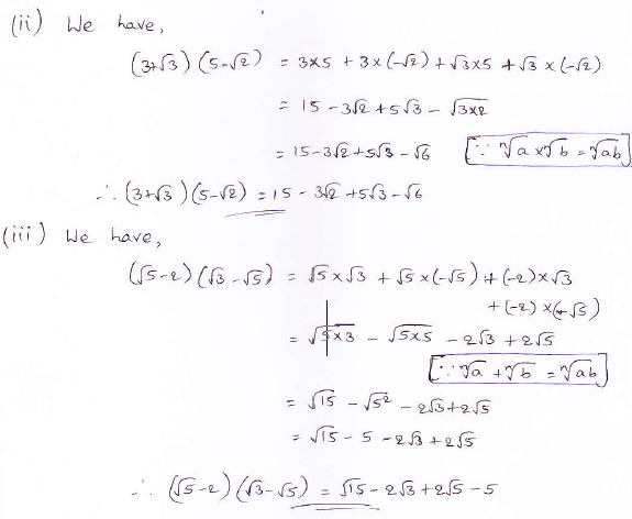 RD Sharma class 9 maths Solutions chapter 3 Rationalisation Exercise 3.1 Question 2 (ii) (iii)