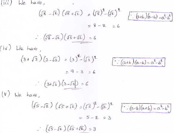 RD Sharma class 9 maths Solutions chapter 3 Rationalisation Exercise 3.1 Question 3 (iii) (iv) (v)