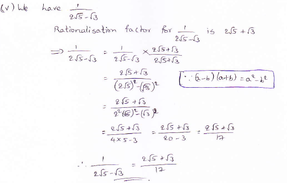 RD Sharma class 9 maths Solutions chapter 3 Rationalisation Exercise 3.2 Question 3 (v)