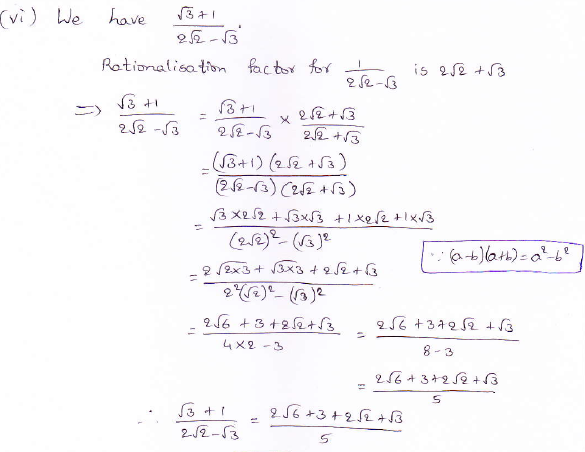 RD Sharma class 9 maths Solutions chapter 3 Rationalisation Exercise 3.2 Question 3 (vi)
