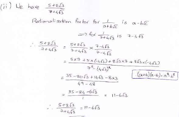 RD Sharma class 9 maths Solutions chapter 3 Rationalisation Exercise 3.2 Question 4 (ii)