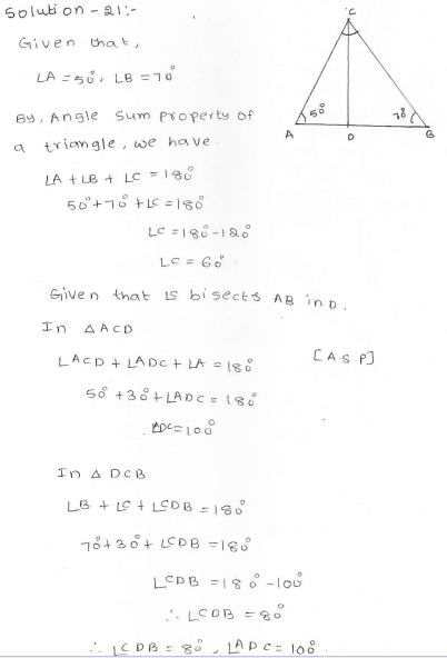 RD Sharma Class 7 Solutions 15.Properties of triangles Ex-15.2 Q 21