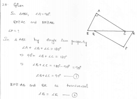 RD Sharma Class 7 Solutions 15.Properties of triangles Ex-15.2 Q 27 i