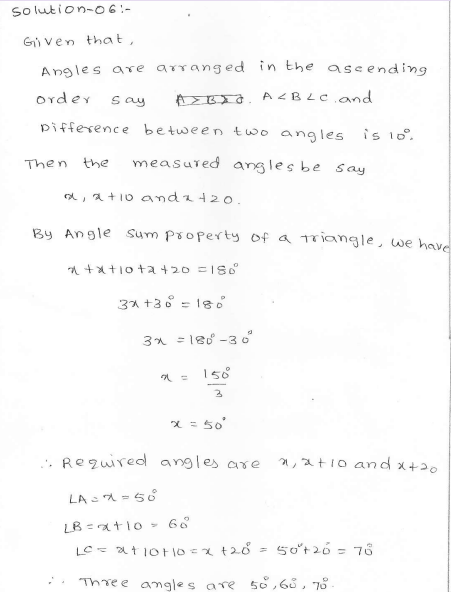 RD Sharma Class 7 Solutions 15.Properties of triangles Ex-15.2 Q 6