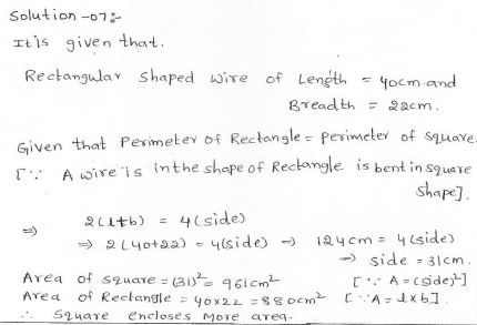 RD Sharma class 7 solutions 20.Munsuration(perimeter and area of rectiliner figures) Ex-20.1 Q 7