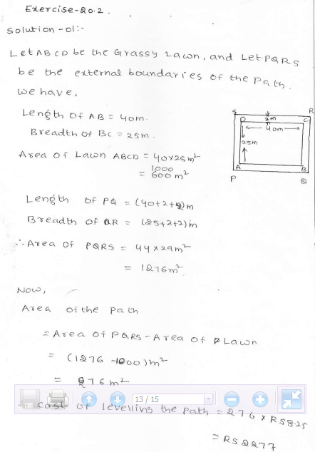 RD Sharma class 7 solutions 20.Munsuration(perimeter and area of rectiliner figures) Ex-20.2 Q 1