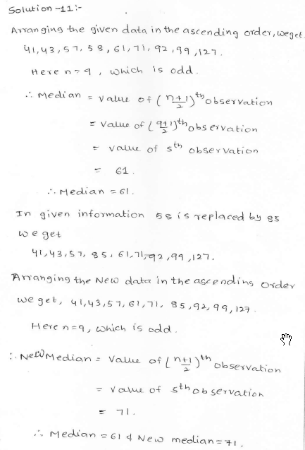 RD Sharma class 7 solutions 23.Data Handling-II (central values) Ex-23.3 Q 11