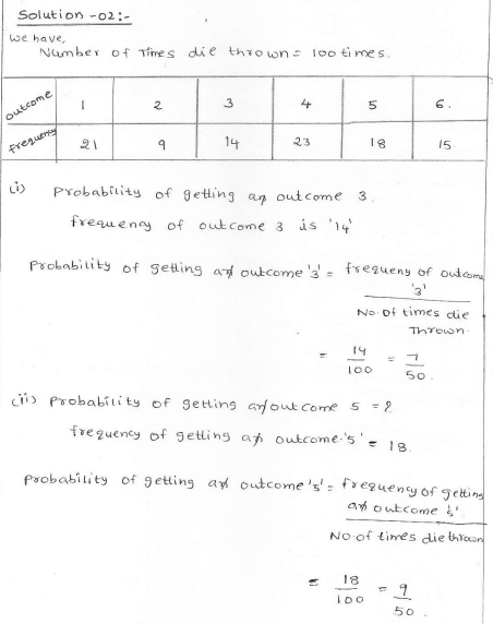 RD Sharma class 7 solutions 25.Data Handling-IV (probabilirty) Ex-25.1 Q 2