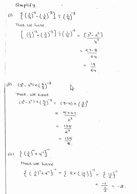 RD Sharma Class 8 Solutions Chapter 2 Powers Ex 2.2 Q 7