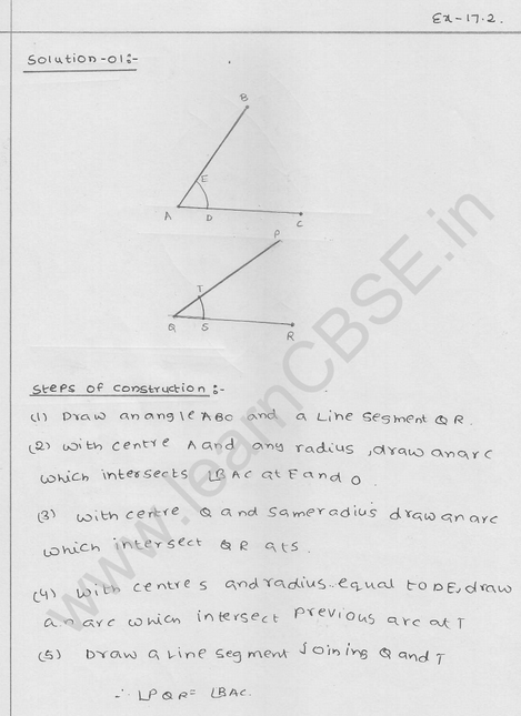 RD Sharma Class 9 solutions Chapter 17 Constructions Ex 17.2 Q 1