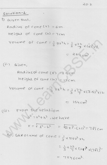 RD Sharma Class 9 solutions Chapter 20 Surface Area and volume of A Right Circular cone Ex 20.2 1