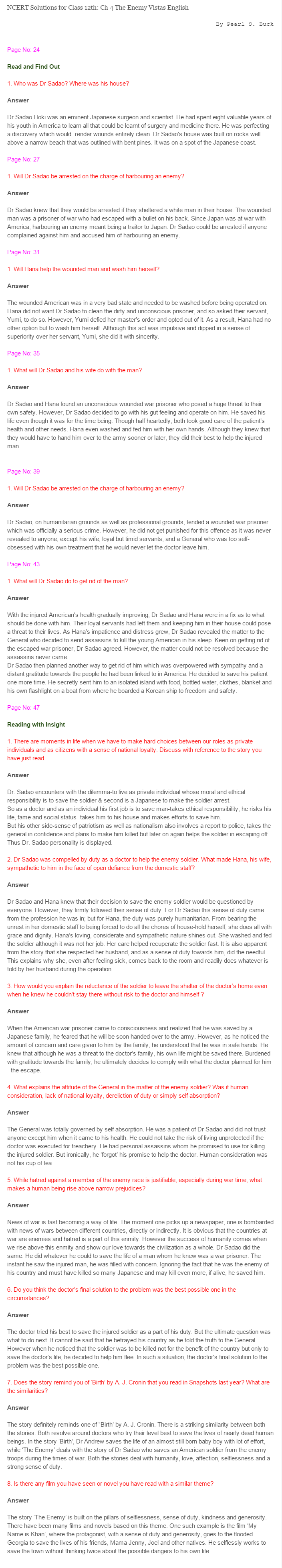 NCERT Solutions For Class 12 Vistas English Journey to the End of the Earth