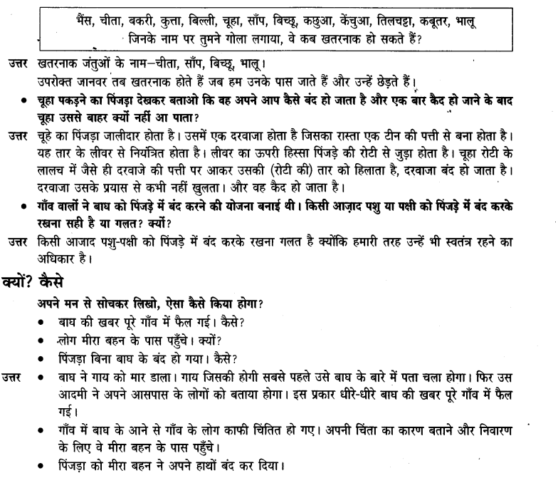 NCERT Solutions for class 3 Hindi Chapter-11 मीरा बहन और बाघ 2