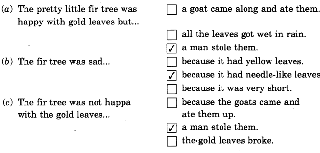 NCERT Solutions for Class 4 English Unit-2 Chapter 4 The Little Fir Tree Reading is Fun Q1