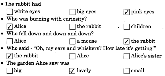 NCERT Solutions for Class 4 English Unit-4 Chapter 8 Alice in Wonderland Reading is Fun Q8