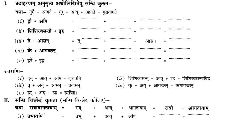 Class 10 Sanskrit Grammar Book Solutions सन्धिः
