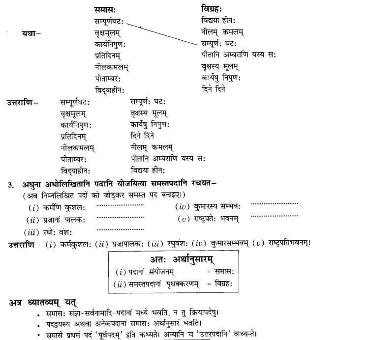 NCERT Solutions for Class 10th Sanskrit Chapter 3 Samasah 3
