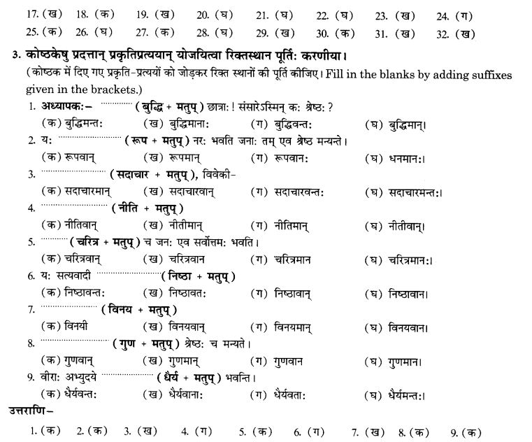 NCERT Solutions for Class 10th Sanskrit Chapter 4 Pratyayah 56