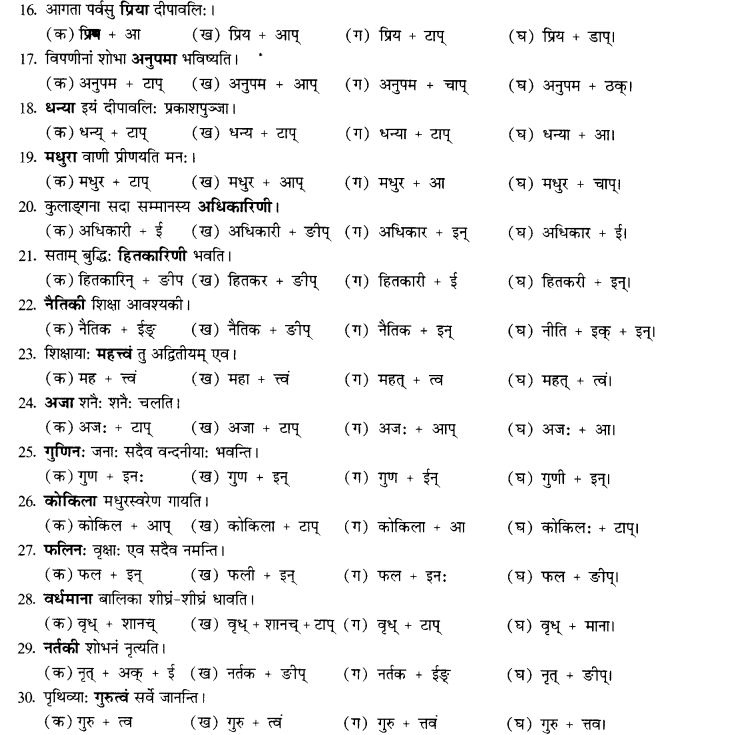 NCERT Solutions for Class 10th Sanskrit Chapter 4 Pratyayah 60