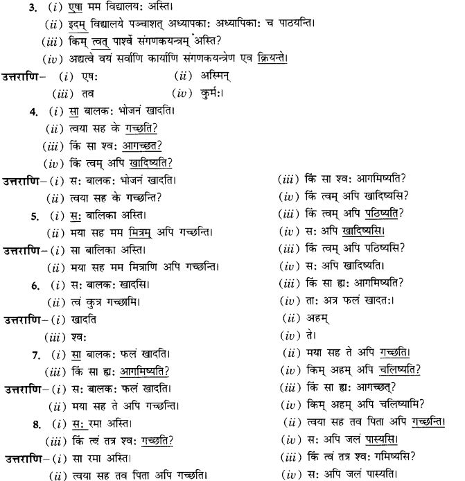 NCERT Solutions for Class 10th Sanskrit Chapter 8 Vachana Lingam Purusha Lakaara Dusya Samsheedhanam 11
