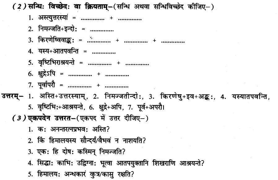 NCERT Solutions for Class 8th Sanskrit Chapter 13 हिमालयः 6