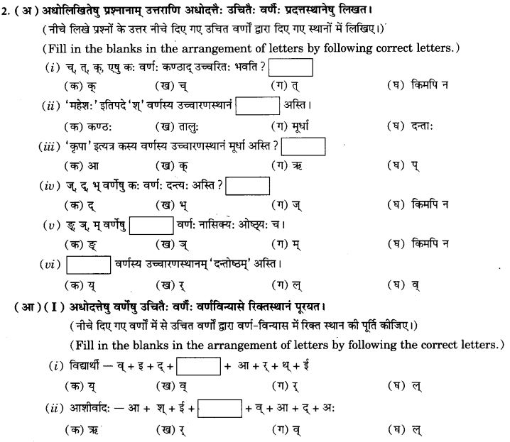NCERT Solutions for Class 9th Sanskrit Chapter 1 संस्कृतवर्णमाला उच्चारणस्थानानि च 14