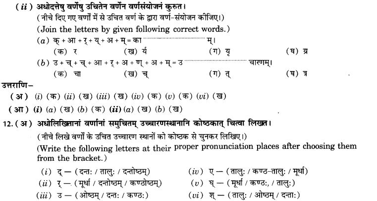 NCERT Solutions for Class 9th Sanskrit Chapter 1 संस्कृतवर्णमाला उच्चारणस्थानानि च 24