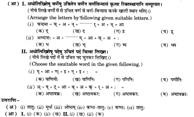 NCERT Solutions for Class 9th Sanskrit Chapter 1 संस्कृतवर्णमाला उच्चारणस्थानानि च 25