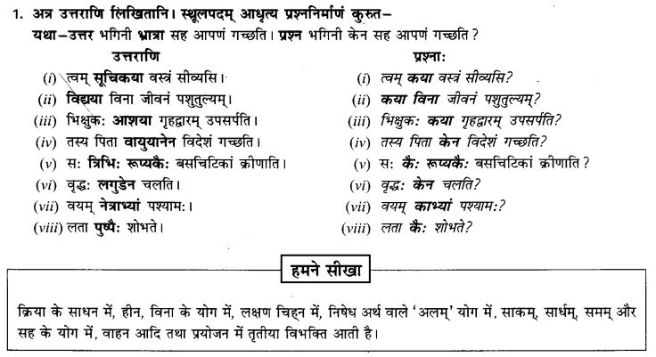 NCERT Solutions for Class 9th Sanskrit Chapter 12 Karana Karaka Prayogah 6