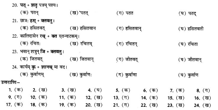 NCERT Solutions for Class 9th Sanskrit Chapter 19 Shatr Shanach Pratyayoh Prayogah 11