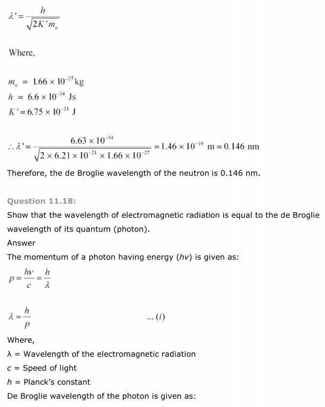 NCERT Solutions For Class 12 Physics Chapter 11 Dual Nature of Radiation and Matter 18
